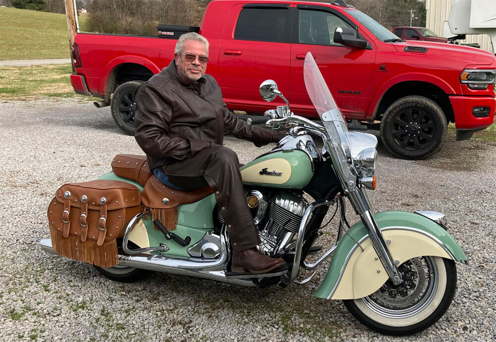 Motorcycle chaps on Motorcycle