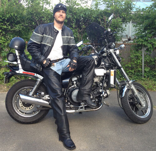 Customer photo wearing Classic Motorcycle Chaps